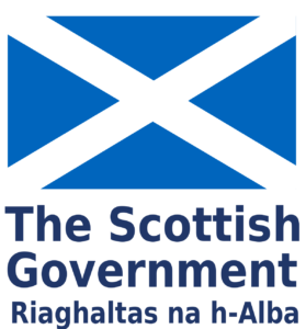 Logo of the Scottish Government with a saltire flag