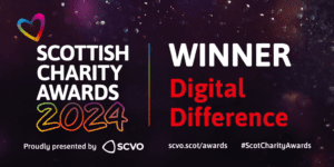 Banner with text, Scottish Charity Awards Winner Digital Difference