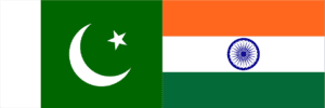 A composite of the Pakistani and Indian flags